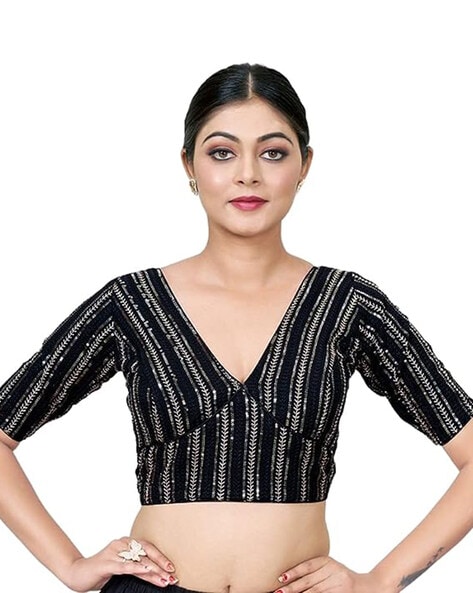 Buy Linaro Lifestyles Women Black Woven Design Net Blouse Online at Best  Prices in India - JioMart.