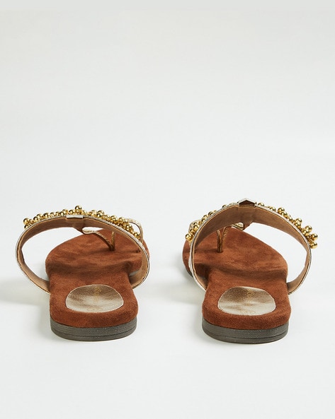 Spirelli Gold Ankle Spiral Flat Sandals