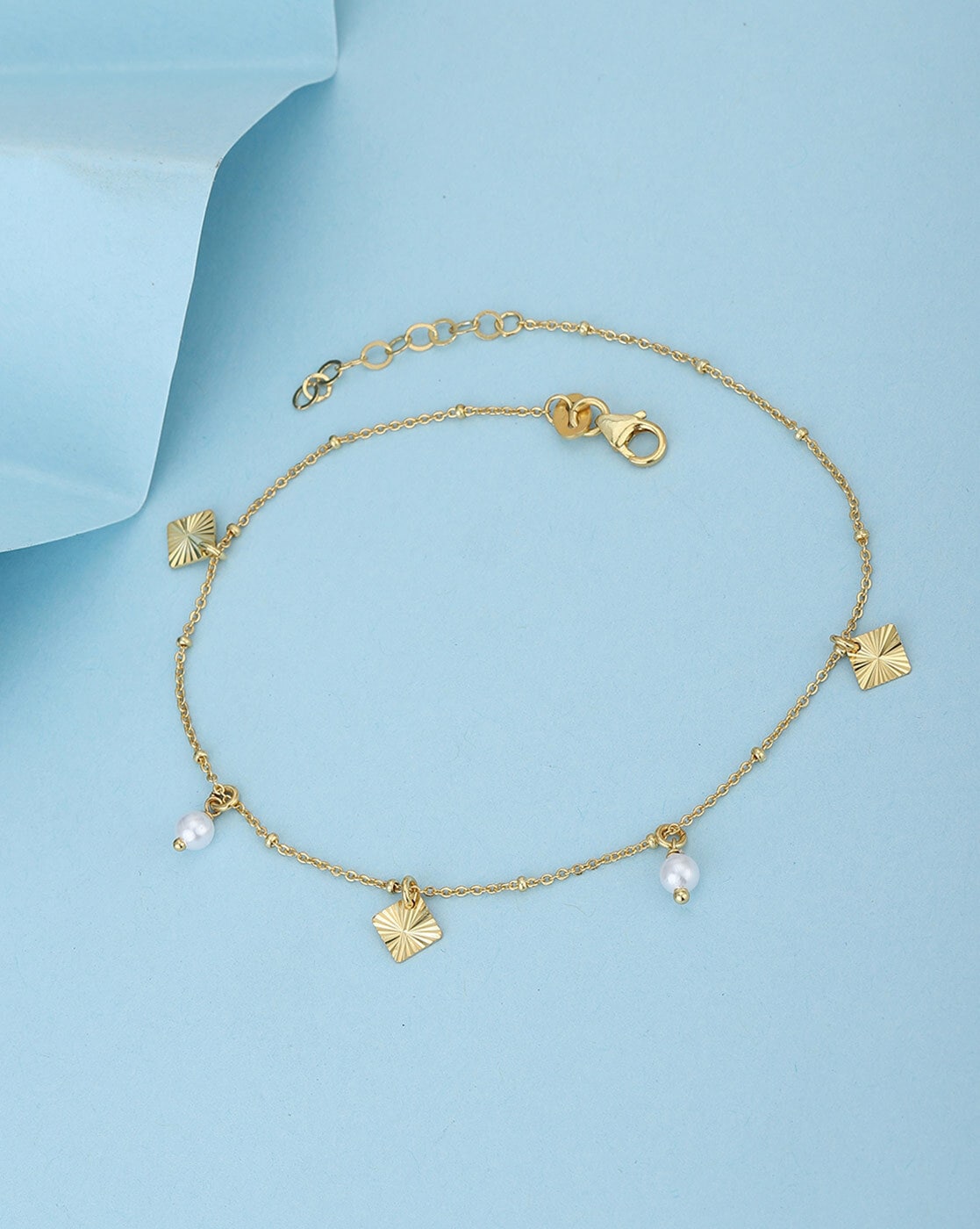 14K Yellow Gold Figaro Link With Dangling Heart Anklet Brace | Quality Gem  LLC | Bethel, CT