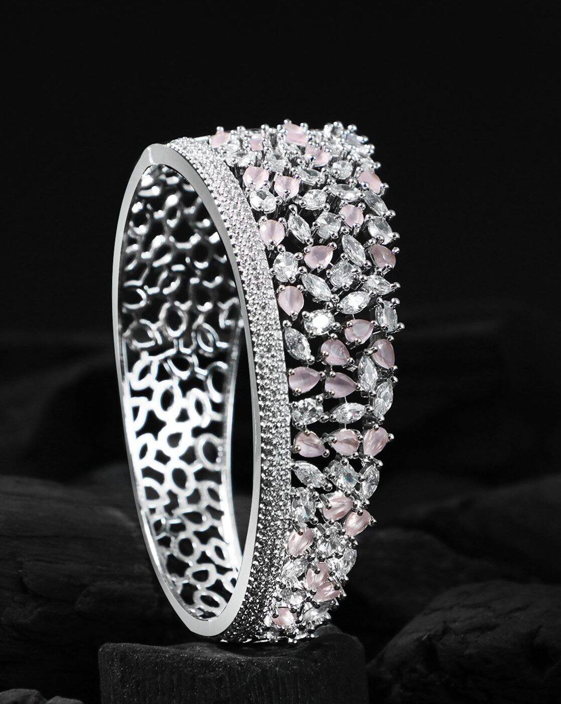 Buy Adwitiya Rhodium-Plated CZ Stone Broad Online | Ajio.com