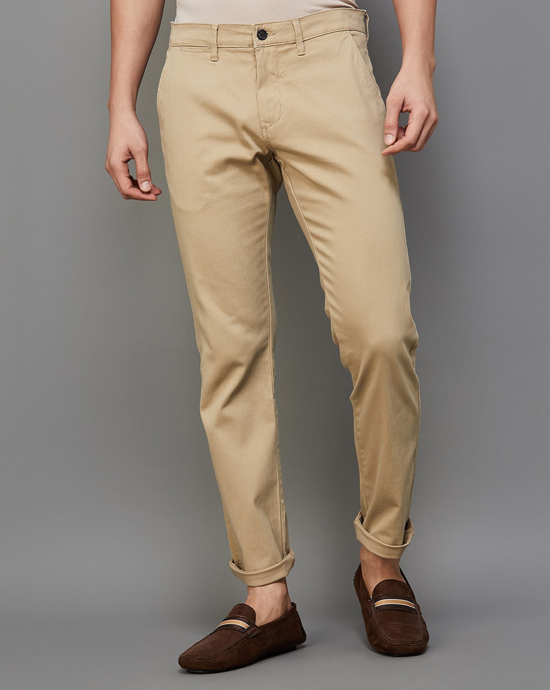 Buy Khaki Trousers & Pants for Men by CODE BY LIFESTYLE Online