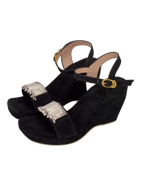 Black high heel store wedges