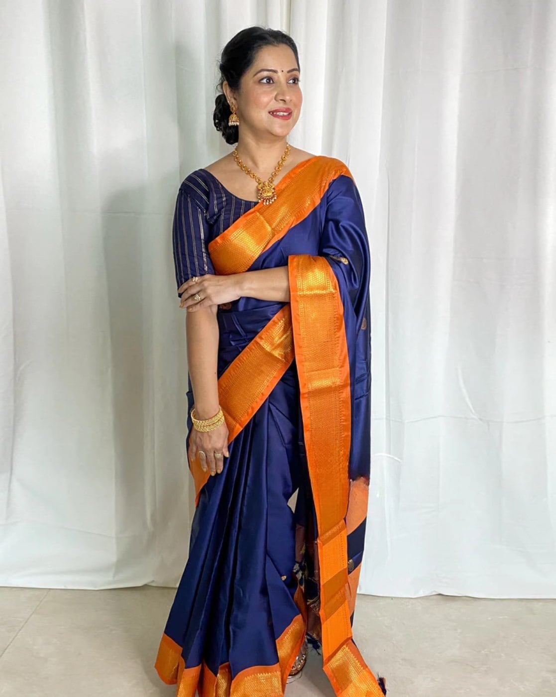 SGF11 Women's Kanjivaram Soft Silk Saree With Blouse Piece (Blue