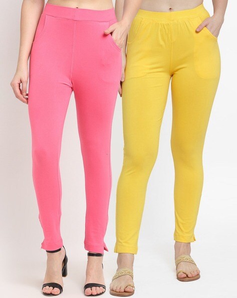 Buy TAG 7 Pink Cotton Leggings for Women Online @ Tata CLiQ