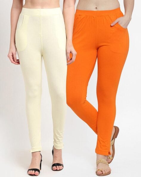 Buy De Moza Women Cream Solid Cotton Leggings - S Online at Best Prices in  India - JioMart.