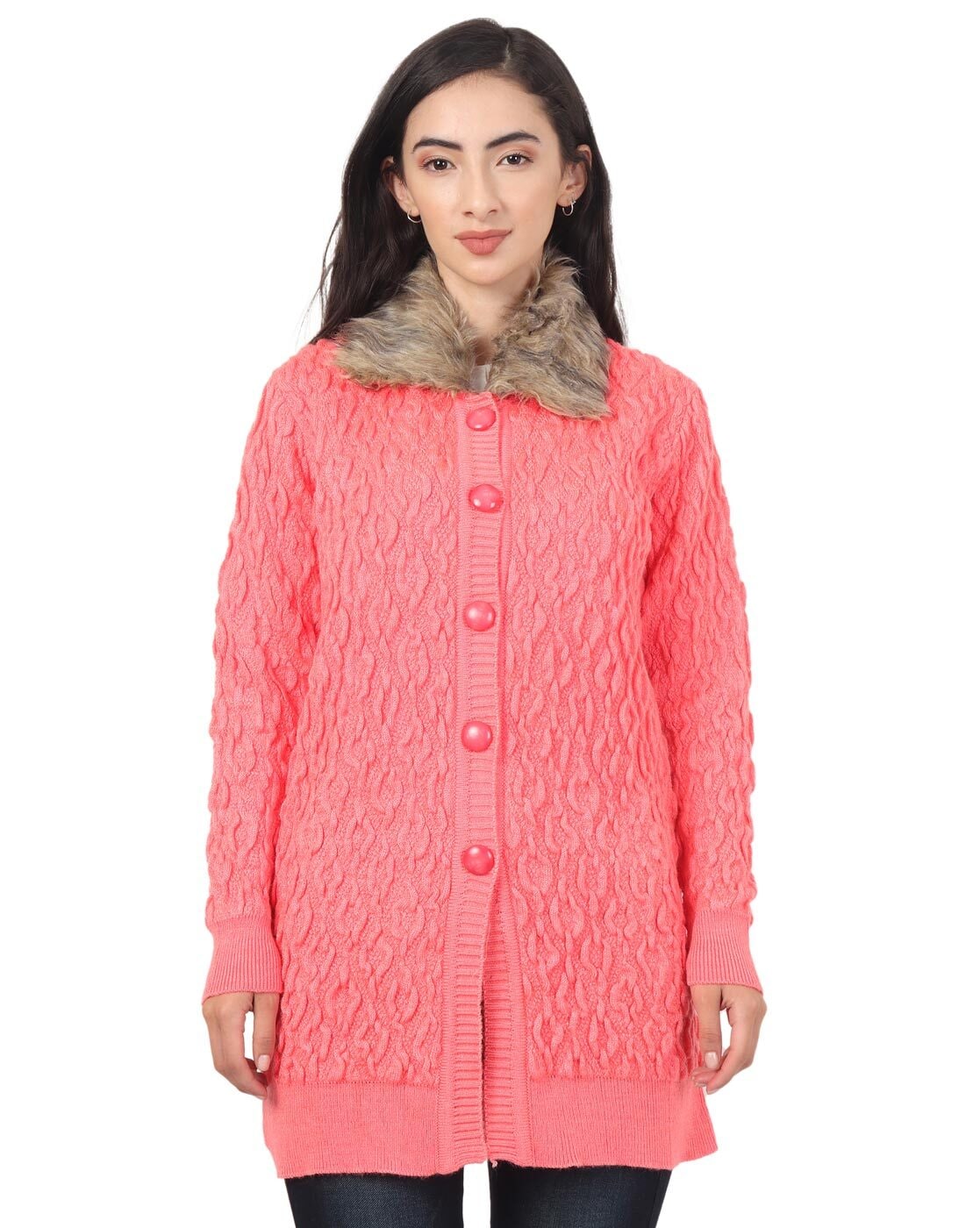 Buy Peach Sweaters Cardigans for Women by HAUTEMODA Online Ajio