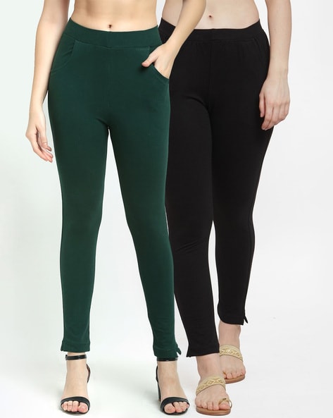 Olive Green Ankle Length Leggings