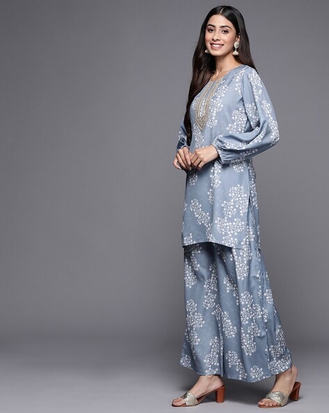 Buy PRINTED TWO PIECE BLUE CO-ORD SET for Women Online in India