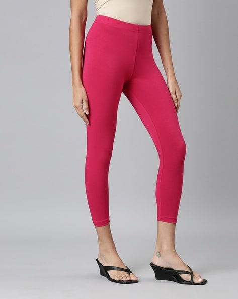 Buy Max Women Solid Elasticated Leggings (NOOSAL21RO_Rose Pink_S) at