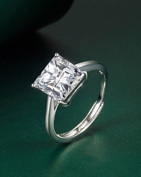 Square Shaped Diamond Cluster Ring with Diamond Accented Twisted Sides –  The Castle Jewelry