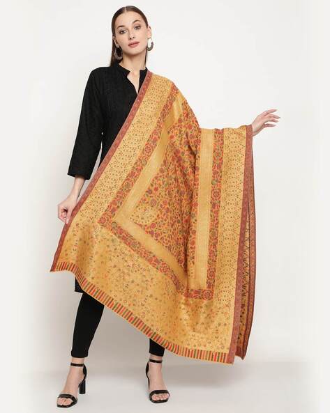 Floral Printed Shawl with Contrast Border Price in India