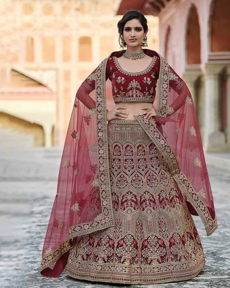 Maroon lehenga outlet online