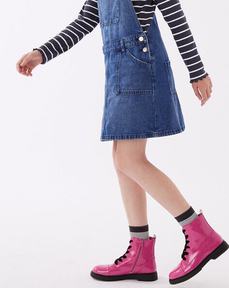 M-Button Skirt Dungaree With Top