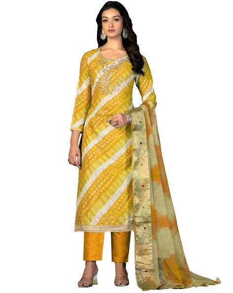 Embellished & Embroidered Unstitched Dress Material with Dupatta