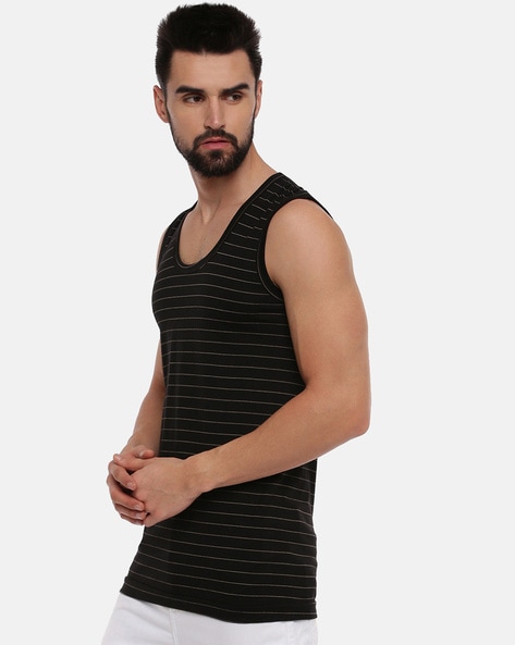 Pack of 4 Striped Cotton Vests