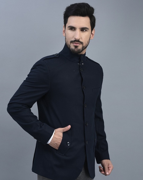 Stand collar outlet peacoat