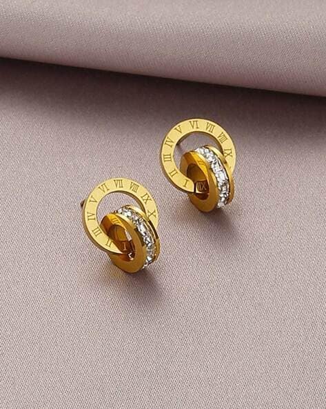 Bvlgari Jewelry 18k Yellow Gold B.ZERO1 Stud Detail and 0.27cttw Diamond  Hoop Earrings 357918 | Mayors