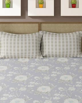 bajo's 350 TC Floral Print King-Size Bedsheet with Pillow Covers-picture-31