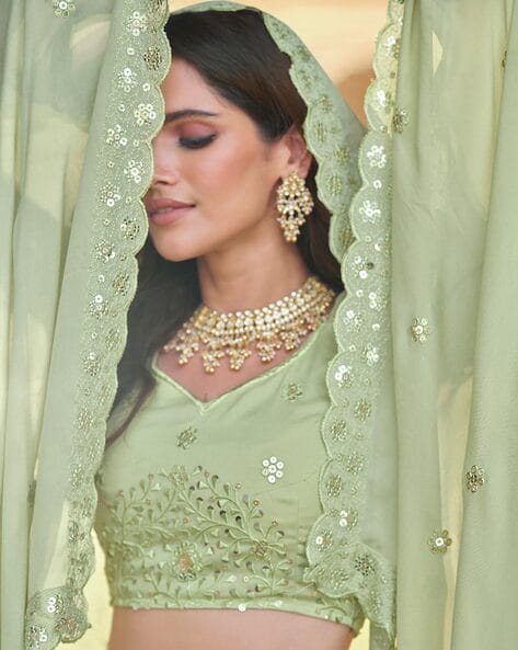Lubna Bridal Double necklace set - Green – SOKORA JEWELS
