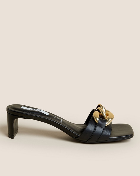 Wide Fit Leather T Bar Block Heel Sandals | M&S Collection | M&S