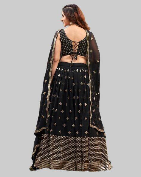 Embellished Flared Lehenga Choli Set with Dupatta