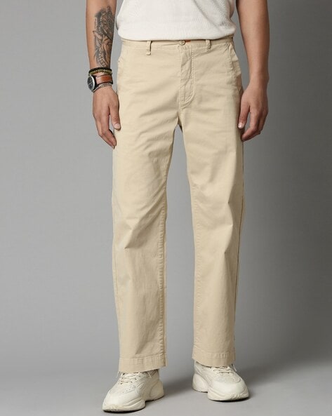 VAN HEUSEN Slim Fit Men Beige Trousers - Buy VAN HEUSEN Slim Fit Men Beige  Trousers Online at Best Prices in India | Flipkart.com