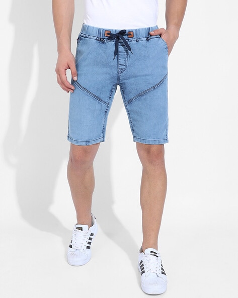 Denim shorts with drawstring on sale waist