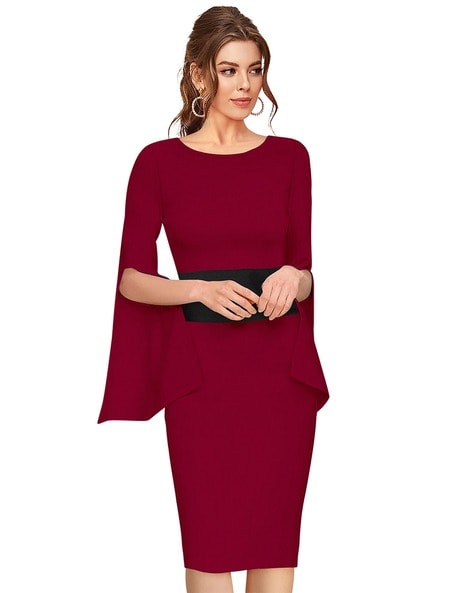 Bell Maroon Fitted Dress