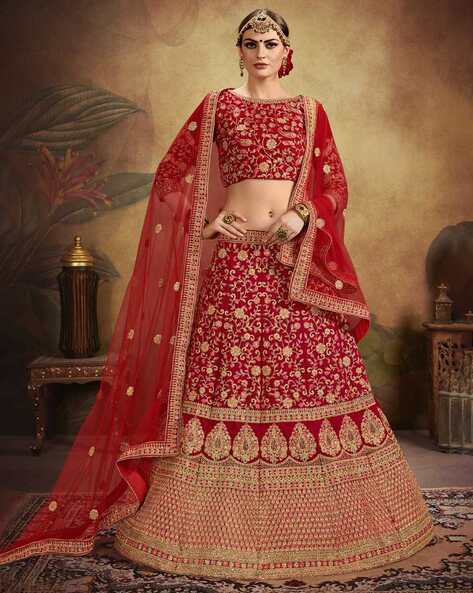 Red Festive Wear Sequins Dori Work Soft Net Lehenga Choli