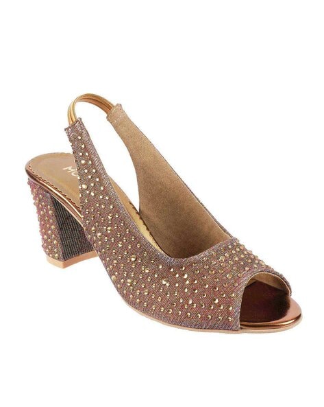 Buy Bronze Heeled Sandals for Women by Mochi Online