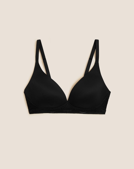 Buy Marks & Spencer Padded Wired Full Coverage Lace Bra - Black at Rs.1120  online