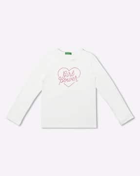 Buy Off-White Tshirts for Girls by UNITED COLORS OF BENETTON