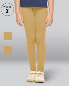 lyra Pack of 2 Girls Cotton Elastane Stretch Slim Fit Leggings-picture-10