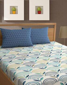 bajo's 350 TC Leaf Print King-Size Bedsheet with Pillow Covers-picture-28