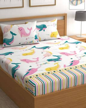 250 TC Printed King-Size Bedsheet with Pillow Covers-image-48