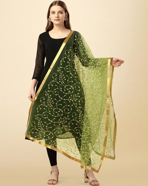 Embellished & Embroidered Net Dupatta Price in India