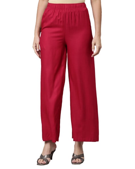 Palazzos with Elasticated Waistband & Insert Pockets Price in India