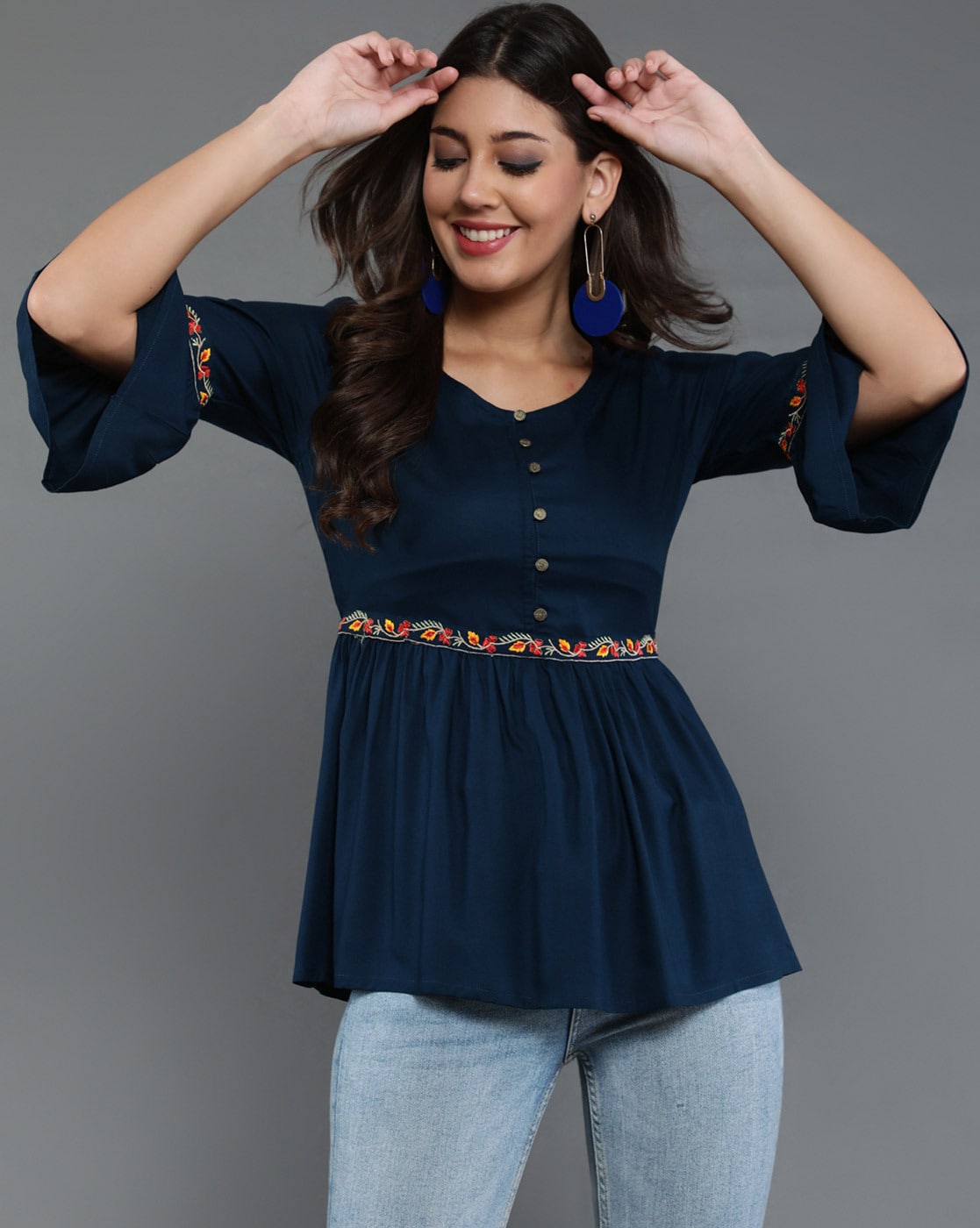 Buy Blue Shirts, Tops & Tunic for Women by Antaran Online