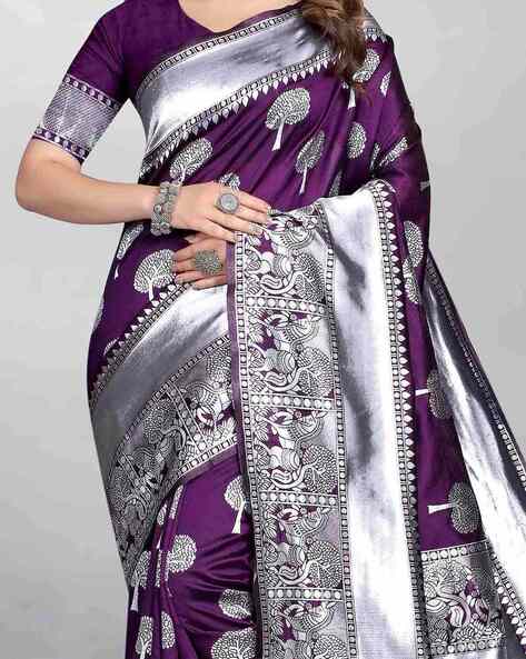 Strange Lavender Silk Contemporary Saree