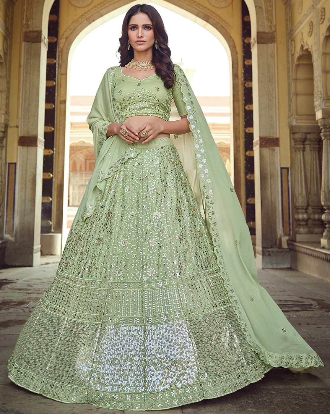 Green Lehengas: Buy Green Lehenga Choli Online