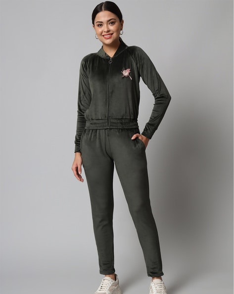 Buy Women's 2 Piece Outfits Sweatsuits Velour Long Sleeve Zip Up Hoodie  Sweatshirt Pants Sport Jogging Tracksuit Set (XXX-Large, Black) at Amazon.in