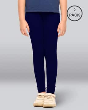 lyra Pack of 2 Girls Cotton Elastane Stretch Slim Fit Leggings-picture-13