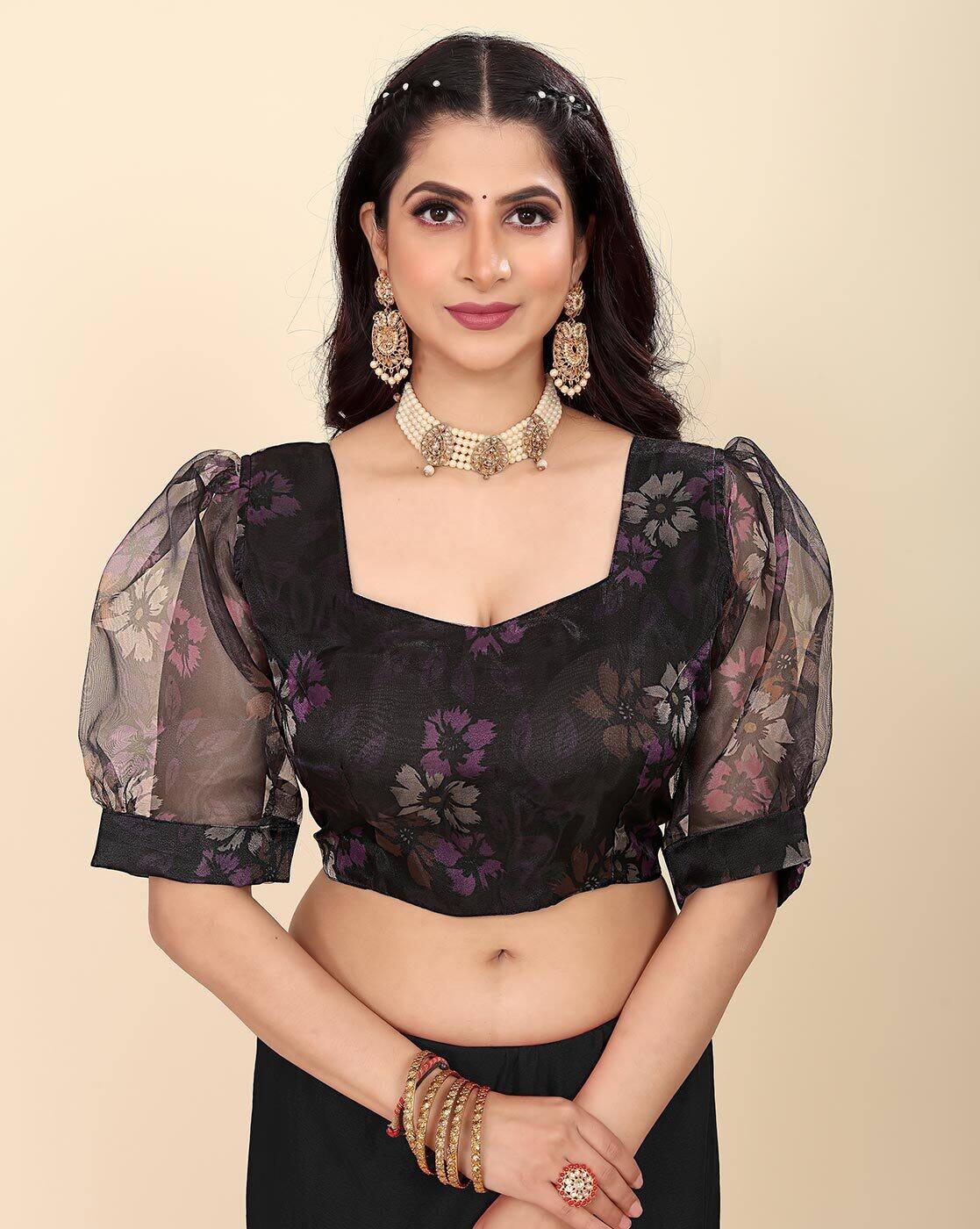 Buy Awriya Floral Print Back-Open Blouse Online | Ajio.com