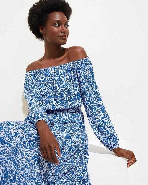 Off shoulder hotsell printed dress