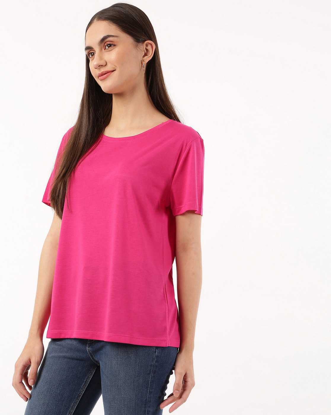 Moda Rapido By Myntra Casual T-Shirts For Women Pink, 42% OFF