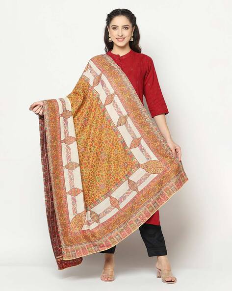 Paisley Printed Shawl with Contrast Border Price in India