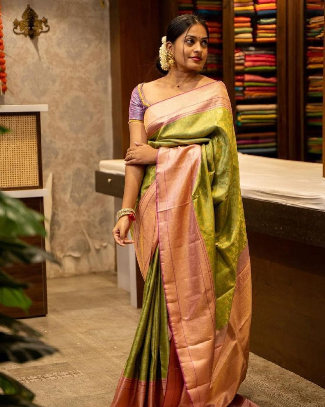 Buy Green Sarees for Women by FASHION BOOMS Online