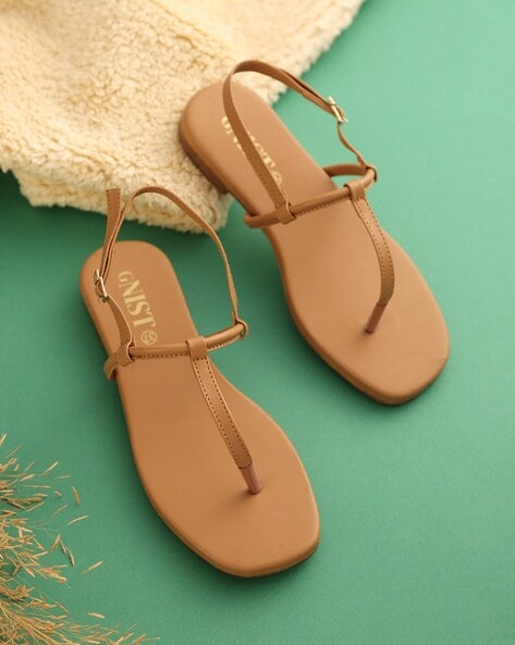 Women Flat Slingback Sandals Colorful Bead T-shape Flip Flops