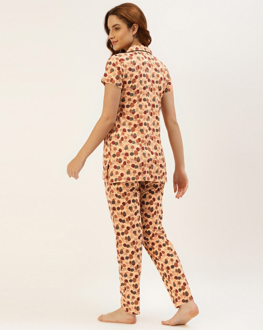 Buy SMILERA Girls Cotton Pyjama Set Nightsuit (Size: 10-11 Years, Top:Beige  with Peach,Bottom:Black) Online at Best Prices in India - JioMart.