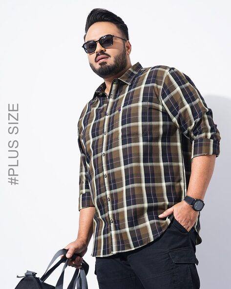 Hardsoda Checked Plus Size Shirt with Patch Pocket